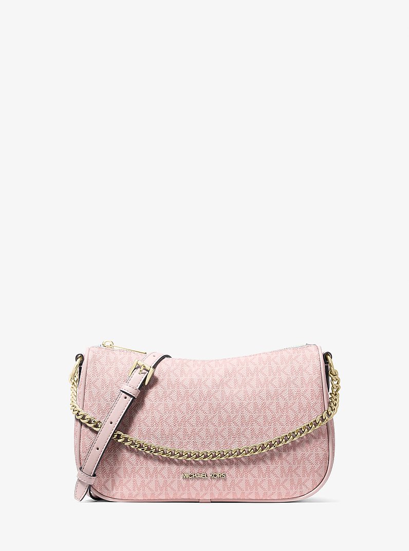 Carmela Medium Signature Logo Convertible Crossbody Bag in POWDER BLUSH | Michael Kors