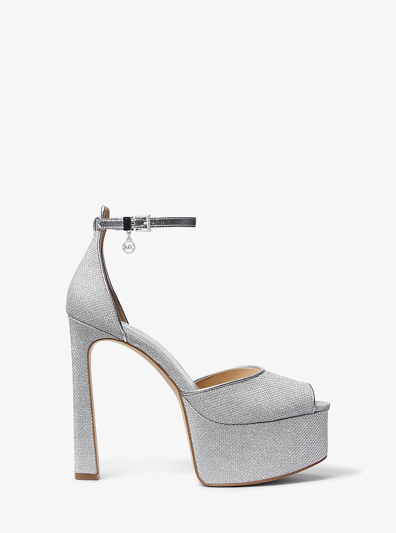 Zapato de sal&oacute;n peep-toe Martina de malla brillante con plataforma in PLATEADO | Michael Kors