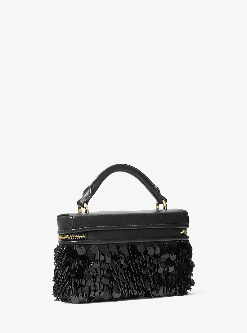 Borsa a tracolla Jana extra-small con paillettes in NERO | Michael Kors