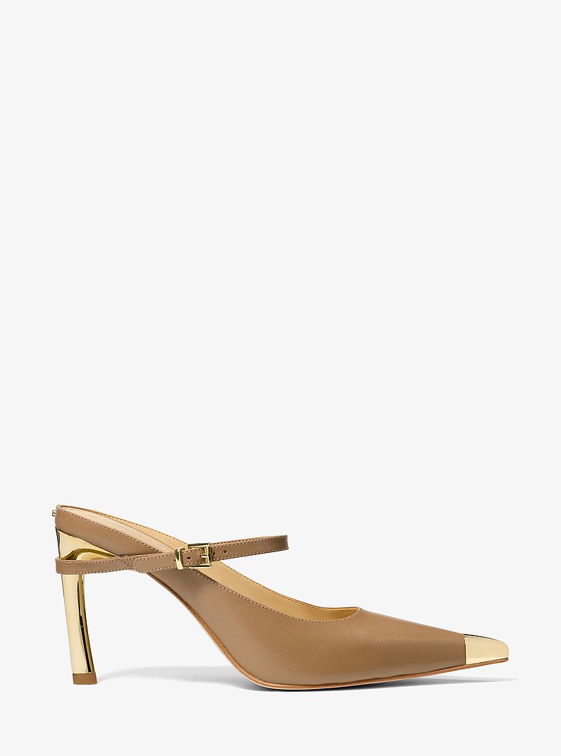 Kasia Leather High Mule Pump in HUSK | Michael Kors
