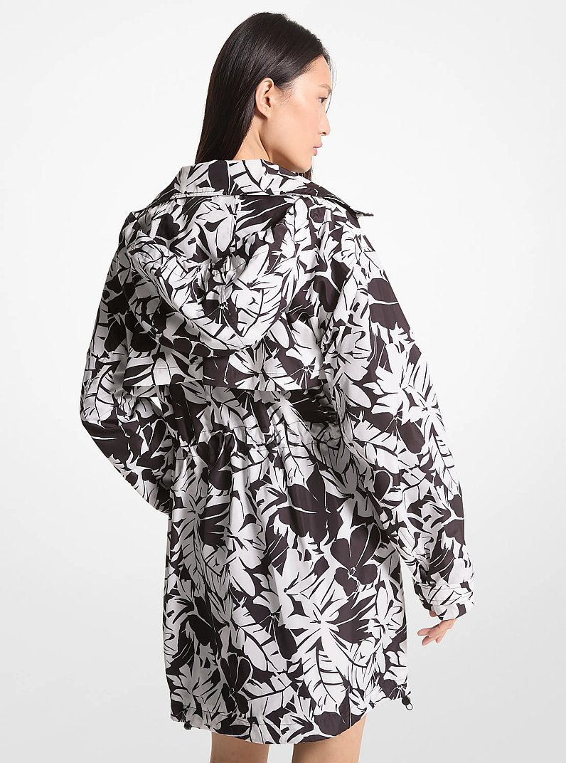 Palm Print Woven Anorak in BLACK/WHITE | Michael Kors