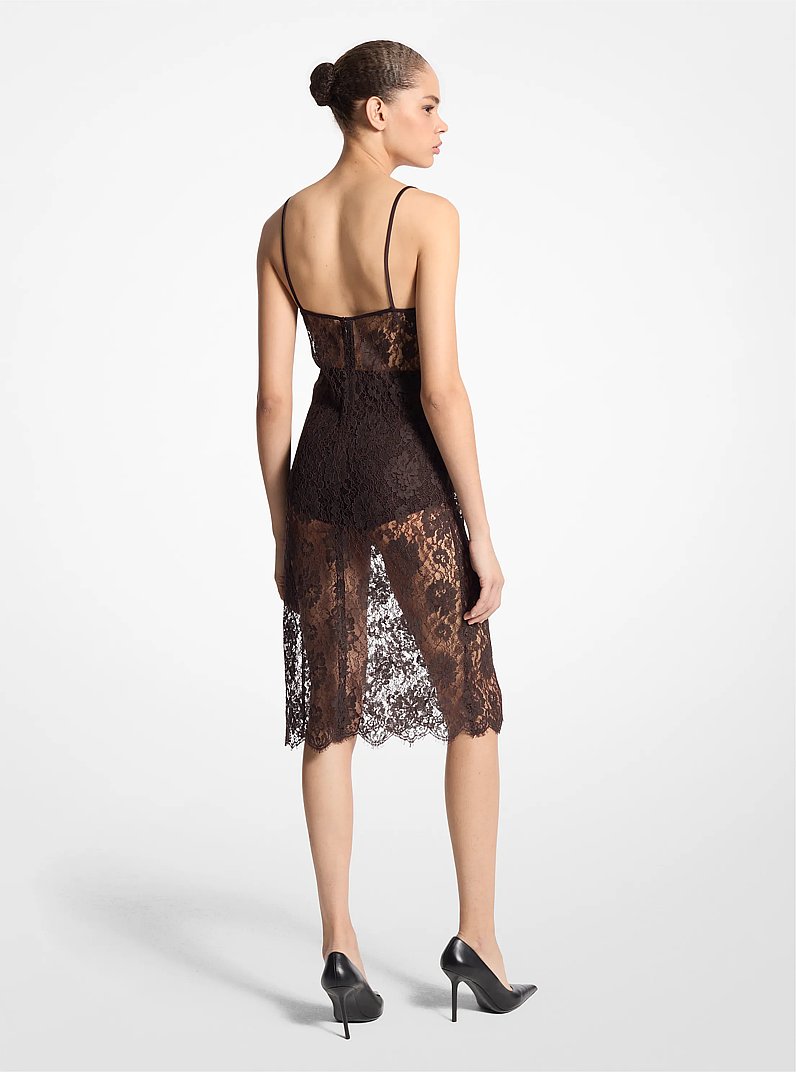 Floral Lace Slip Dress in CHOCOLATE | Michael Kors