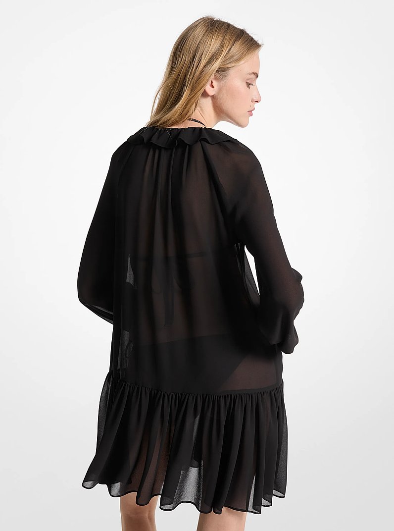 Ruffled Mini Dress in BLACK | Michael Kors