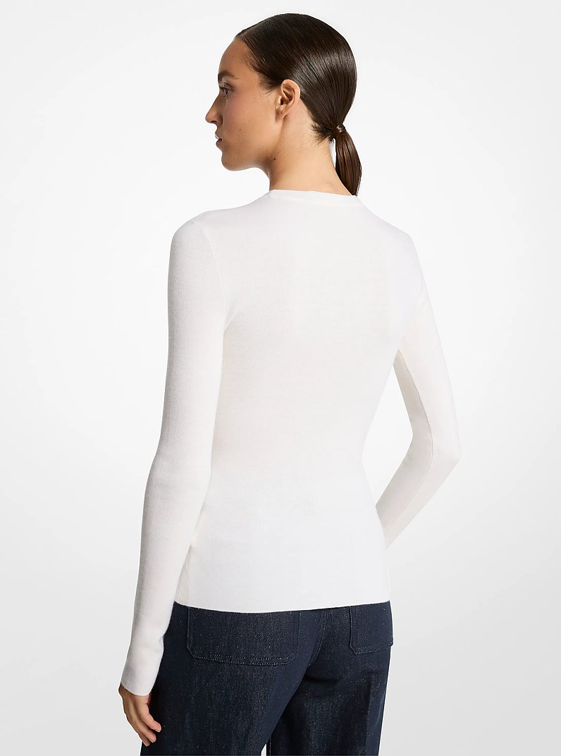 Camisa de manga larga de s&uacute;per cachemira in BLANCO INTENSO | Michael Kors