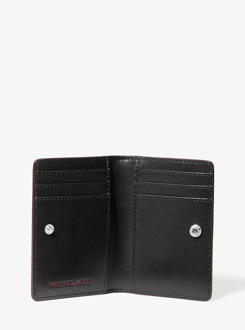 Jet Set Small Metallic Bi-Fold Wallet in BLACK | Michael Kors