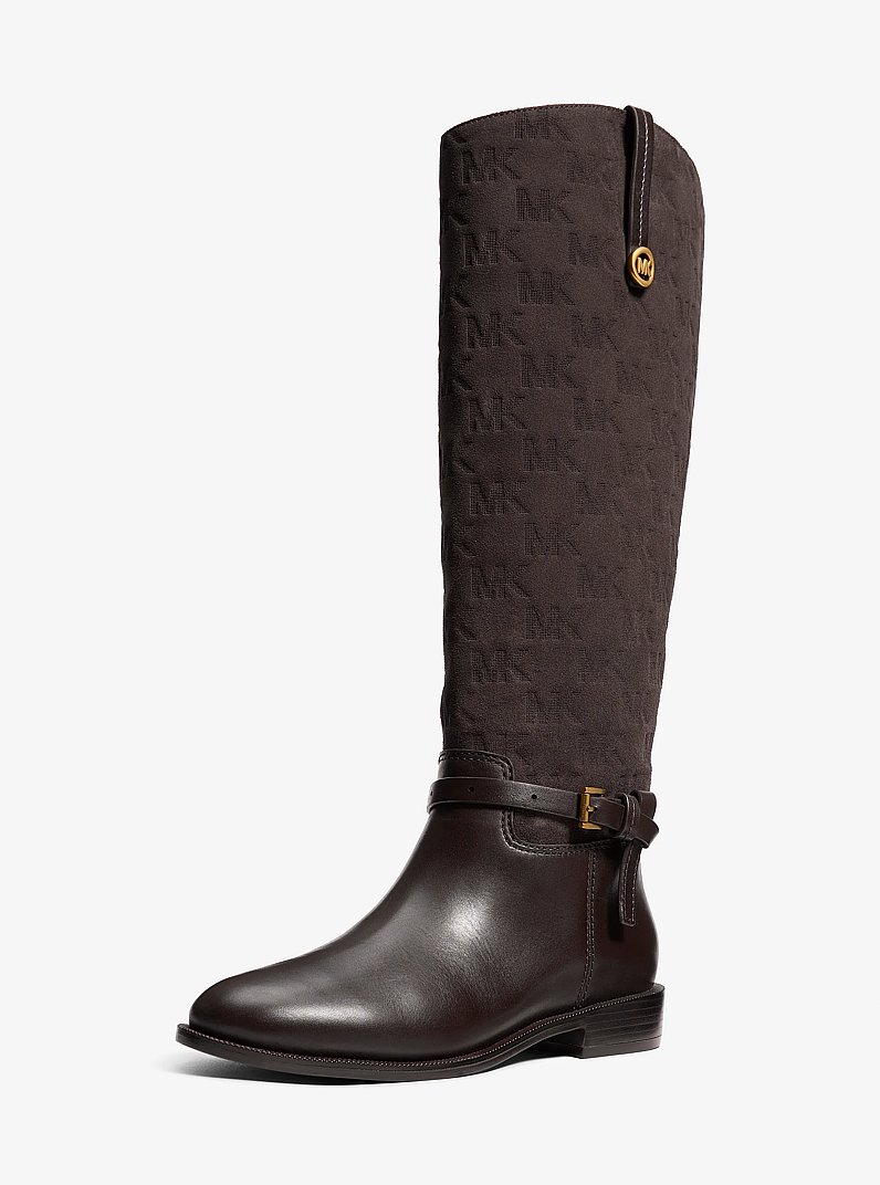 Beverly Quited Suede and Leather Riding Boot in CHOCOLATE | Michael Kors