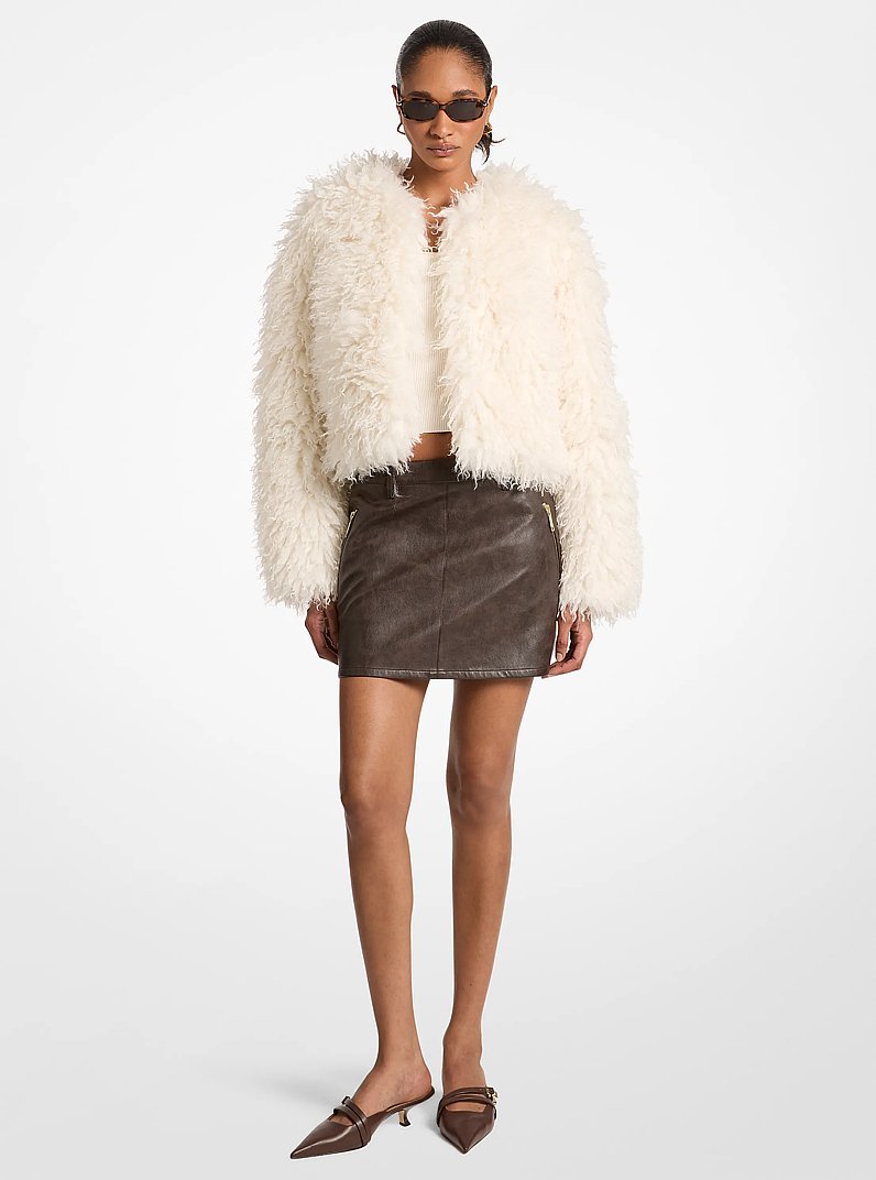 Giacca in shearling sintetico in OSSO | Michael Kors