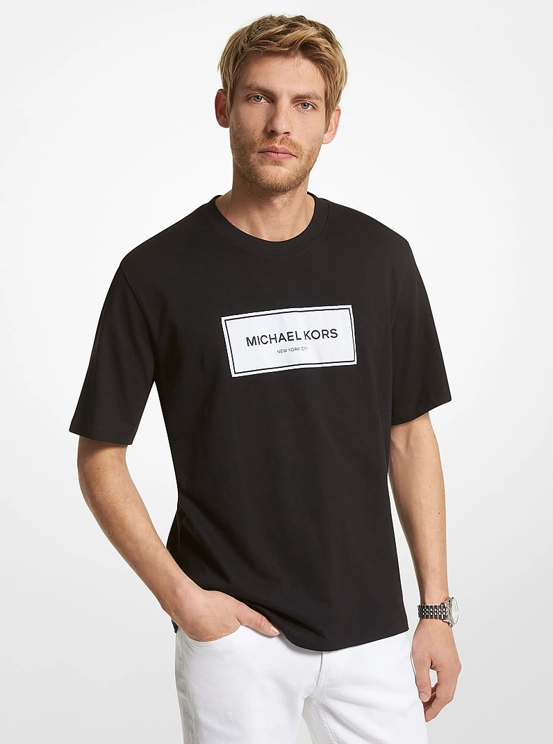 Logo Cotton Oversized T-Shirt in BLACK | Michael Kors