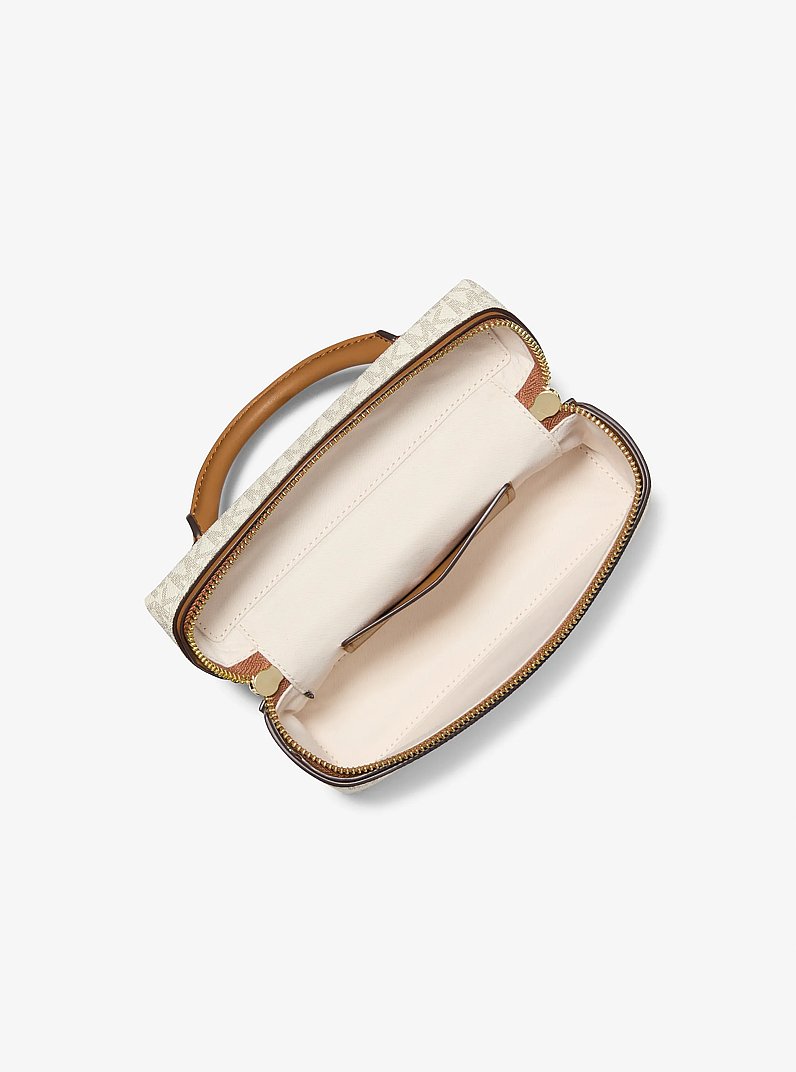 Wandelbare Umh&auml;ngetasche Jana Extra-Small mit Signature-Logomuster in VANILLE/EICHELBRAUN | Michael Kors