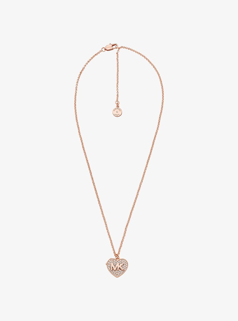 Pav&eacute; Heart Locket Necklace in ROSE GOLD | Michael Kors