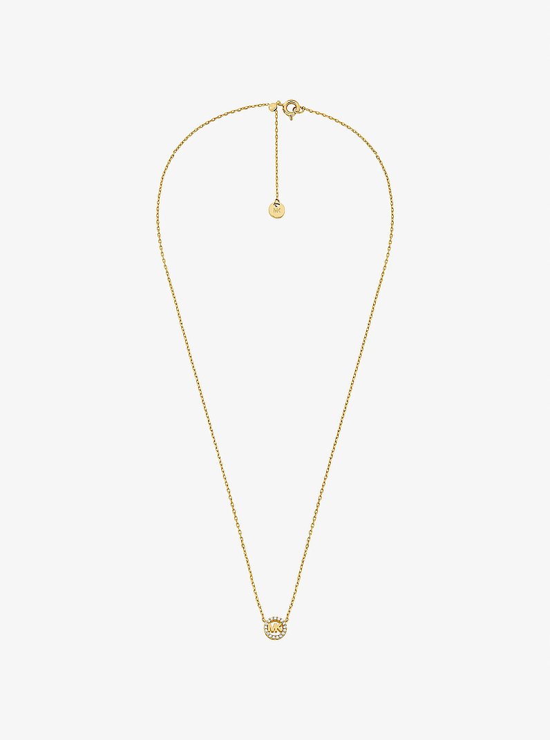 Pav&eacute; Logo Charm Necklace in GOLD | Michael Kors
