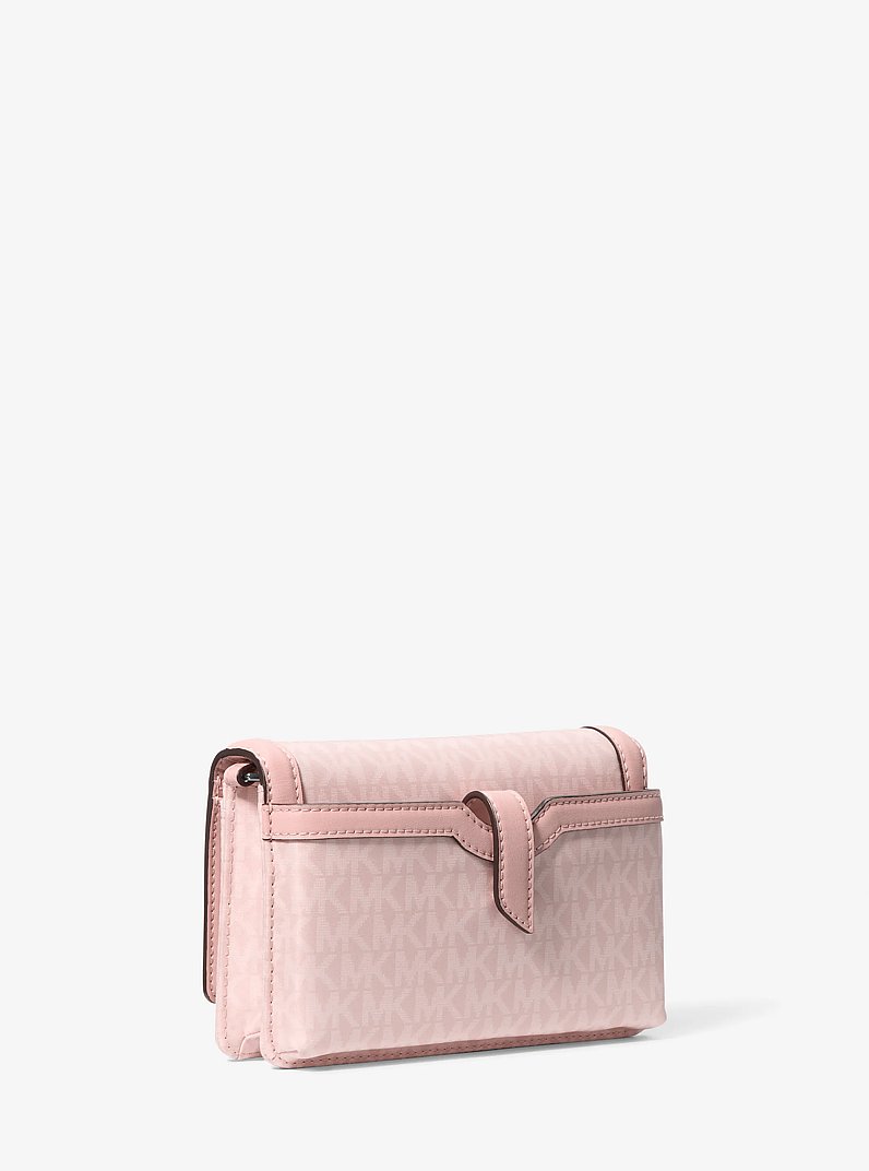 Jet Set Small Signature Logo Print Woven Smartphone Crossbody Bag in SMOKEY ROSE | Michael Kors