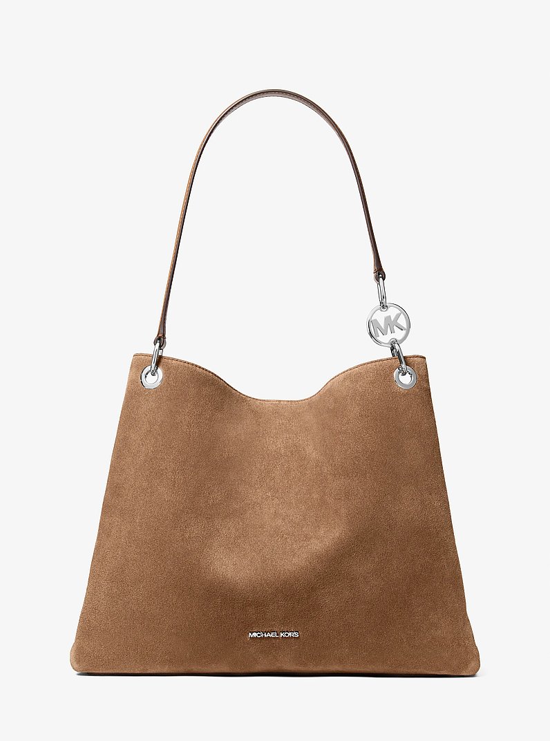 Christina Large Suede Shoulder Bag in DRIFTWOOD | Michael Kors
