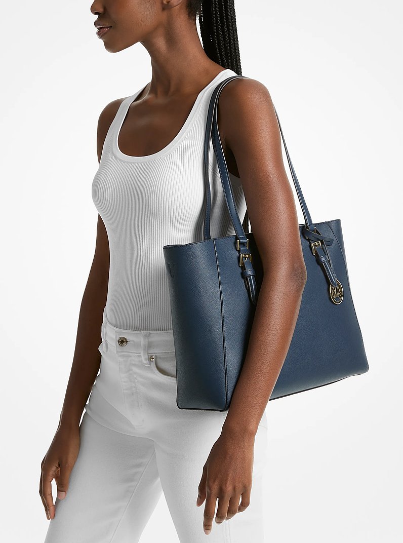 Charlotte Large Saffiano Leather 3-in-1 Tote Bag in BLEU MARINE | Michael Kors