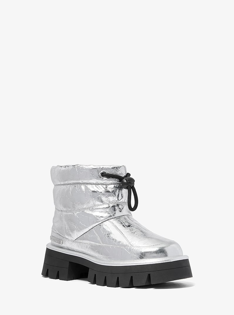 Barton Crackled Metallic Leather Boot in SILVER | Michael Kors