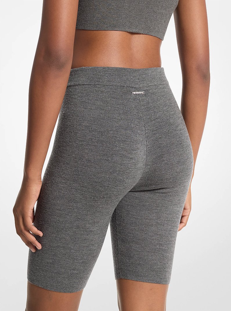 Stretch Wool Biker Shorts in DERBY HEATHER | Michael Kors