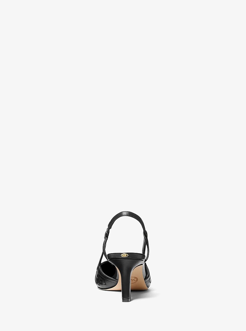 D&eacute;collet&eacute; Alora slingback in pelle intrecciata a mano in NERO | Michael Kors
