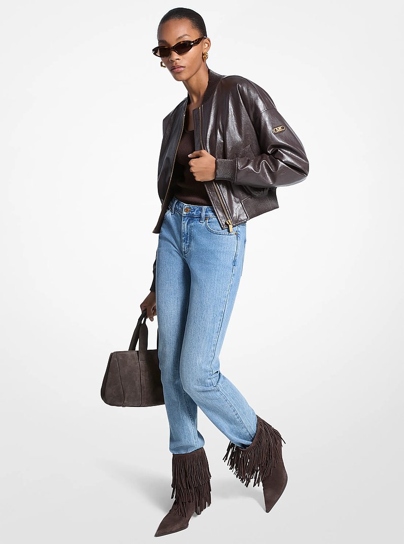 Cropped Bomber Jacket in CHOCOLATE | Michael Kors