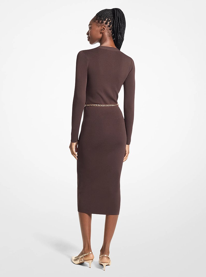 Stretch Knit Belted Dress