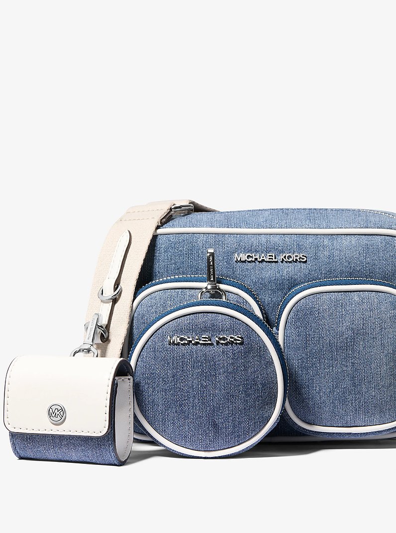 Bandolera Jet Set mediana de denim con estuche para Apple Airpods Pro in DENIM | Michael Kors