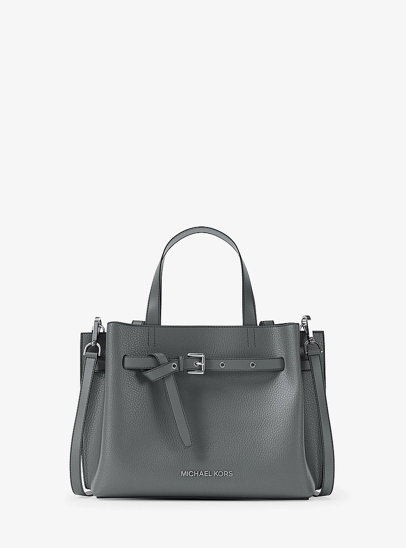 Emilia Small Pebbled Leather Satchel in STORM | Michael Kors