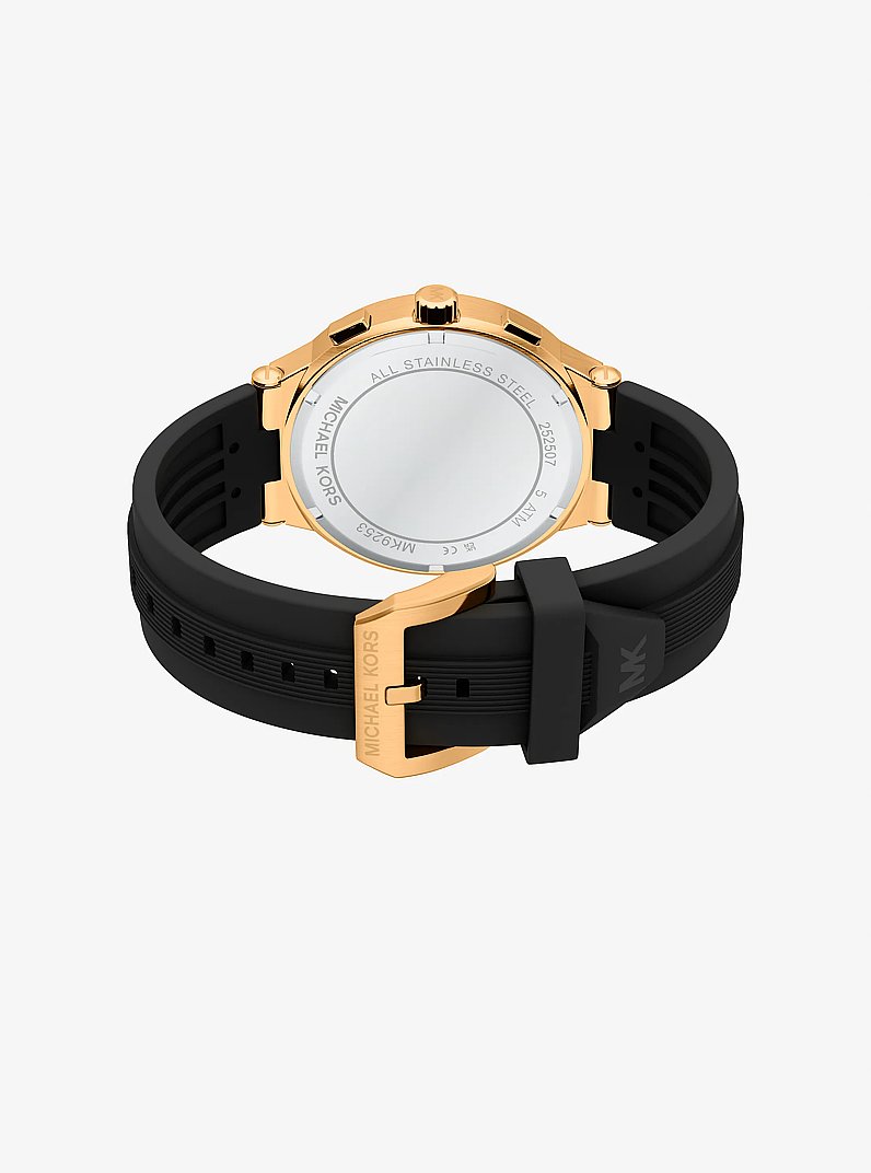 &Uuml;bergro&szlig;e Armbanduhr Billie im Goldton mit Silikonarmband in SCHWARZ | Michael Kors