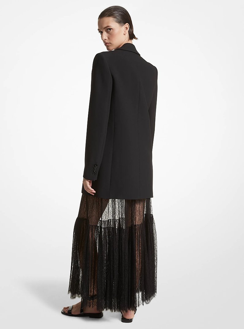 Blazer tipo boyfriend de crep&eacute; texturizado doble in NEGRO | Michael Kors