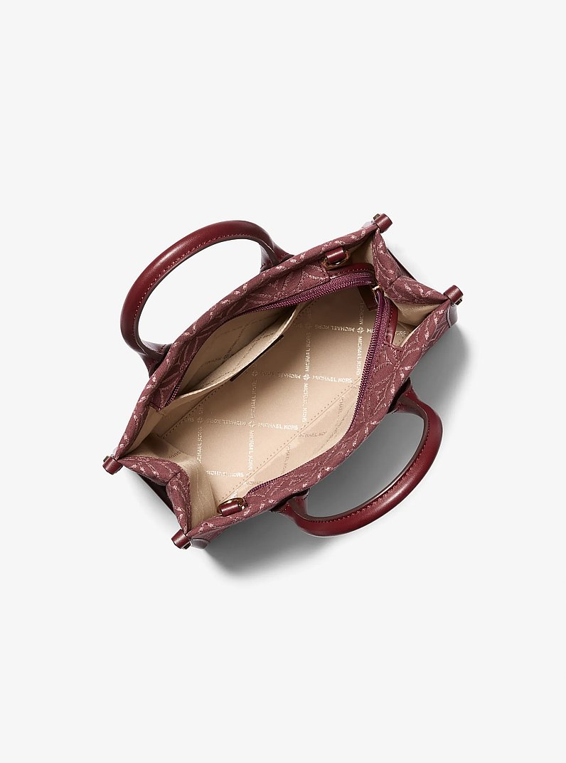 Mirella Small Metallic Logo Jacquard Crossbody Bag in OXBLOOD MLTI | Michael Kors