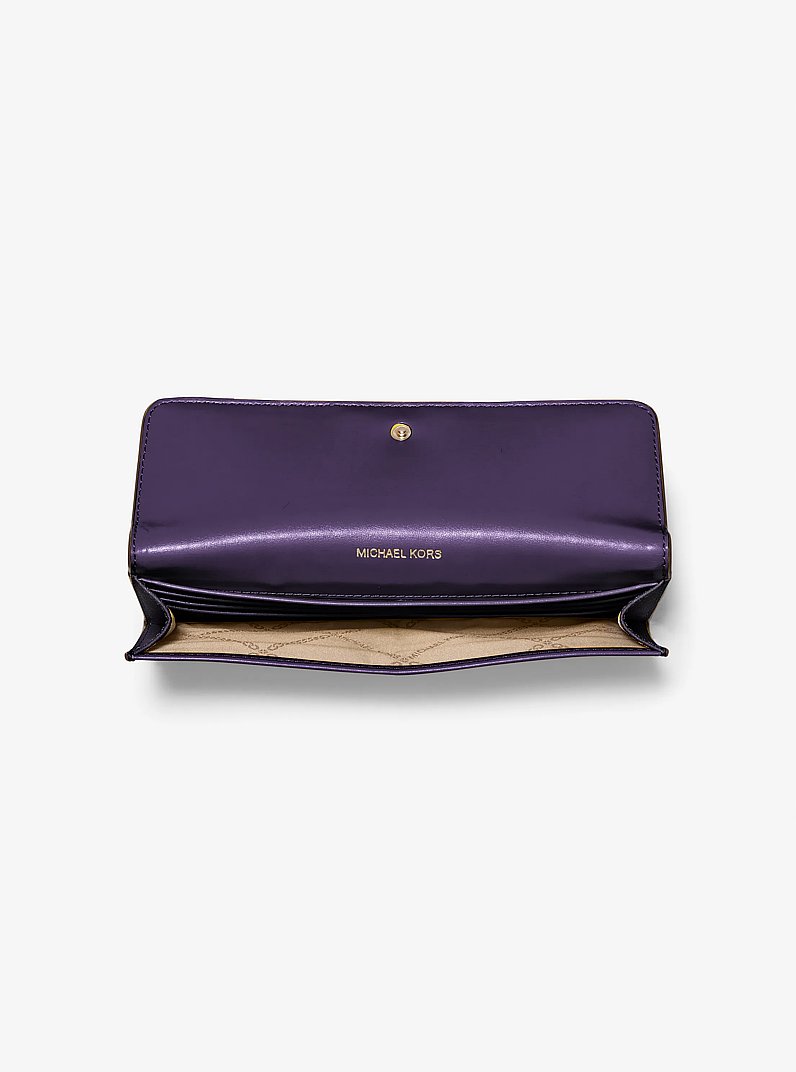 Jet Set Large Saffiano Leather Snap-Front Wallet in IRIS | Michael Kors