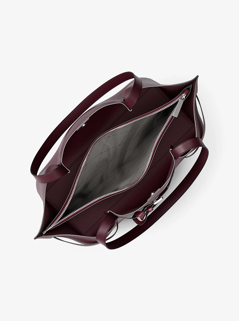 Emilia Large Pebbled Leather Tote Bag in OXBLOOD | Michael Kors