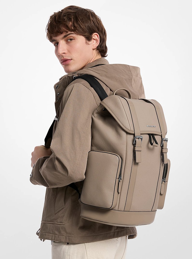 Hudson Pebbled Leather Backpack in BIRCH | Michael Kors