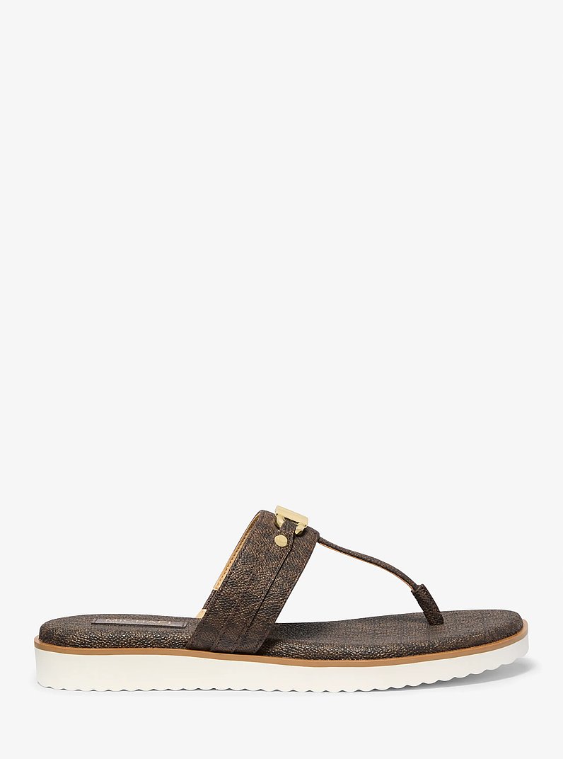 Farrah Signature Logo Sandal in BROWN | Michael Kors