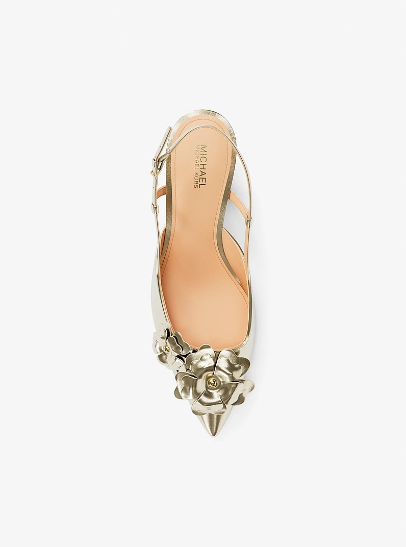 Callie Metallic Embellished Kitten Pump in PALE GOLD | Michael Kors