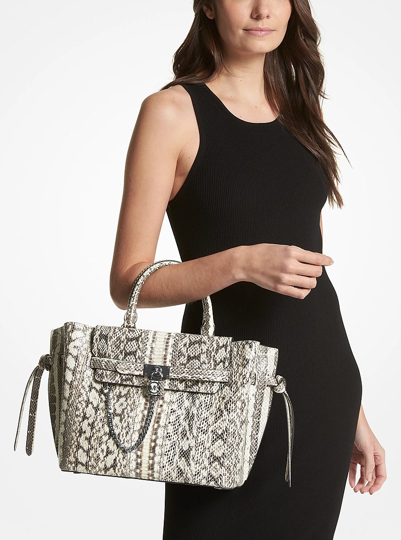 Hamilton Legacy Large Snakeskin Belted Satchel