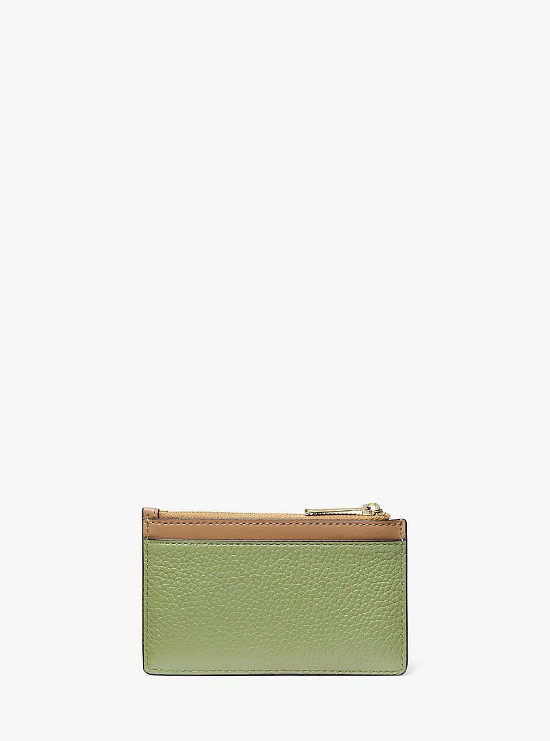 Jet Set Travel Medium Two-Tone Leather Card Case in LT SAGE MLTI