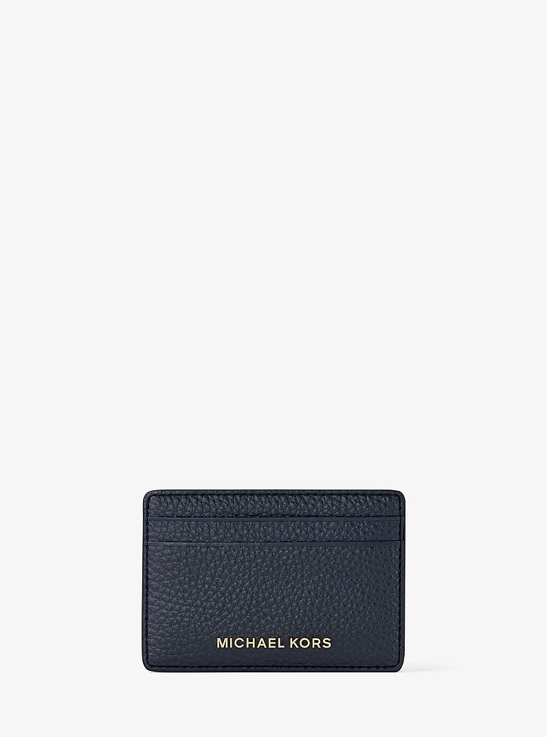 Porte-cartes en cuir grain&eacute; in BLEU DE MINUIT | Michael Kors