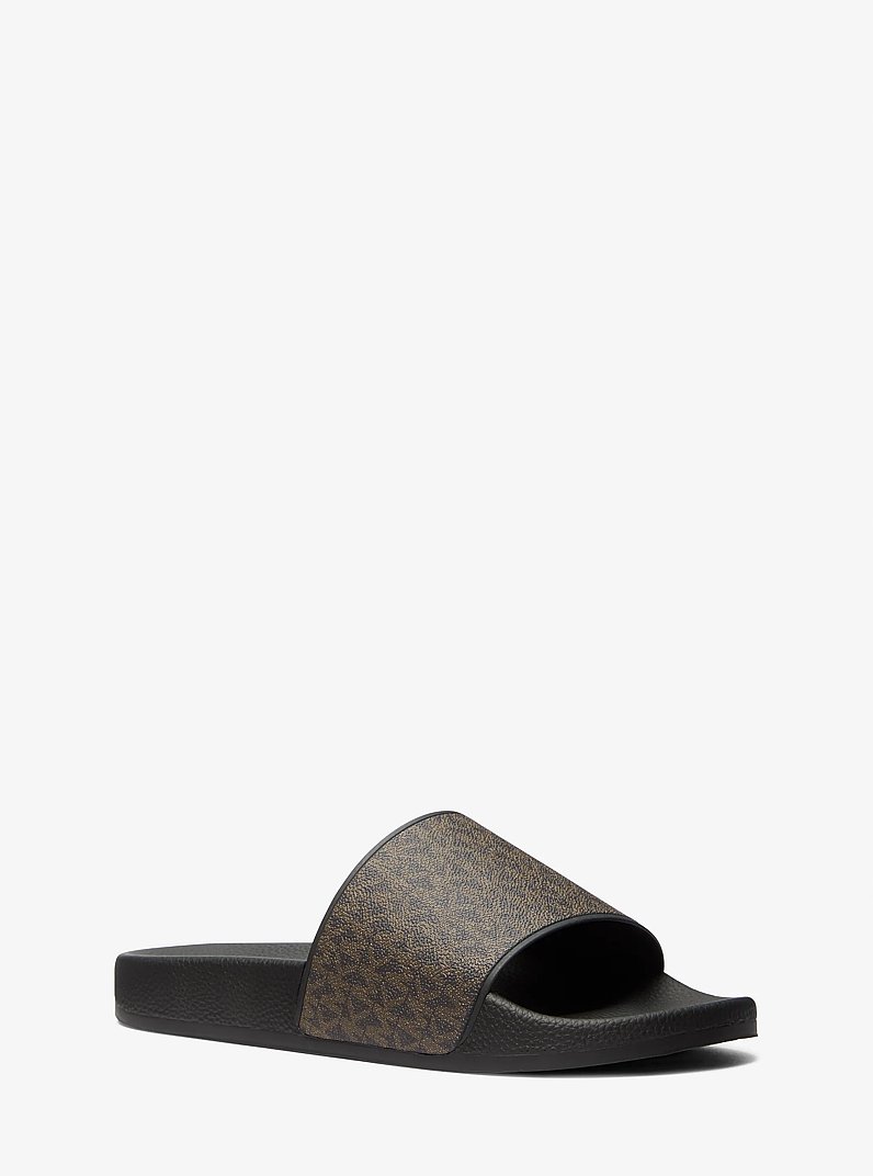 Dawson Signature Logo Slide Sandal in BROWN/BLK | Michael Kors