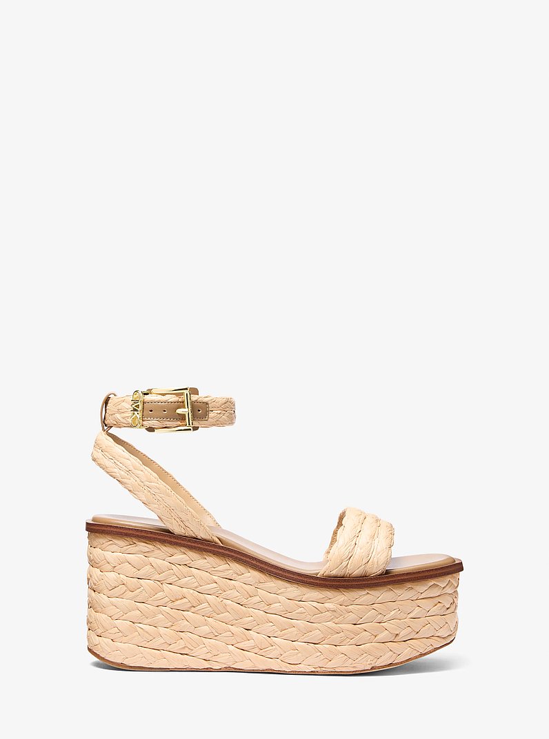 Sandra Straw Platform Sandal in NATURAL | Michael Kors