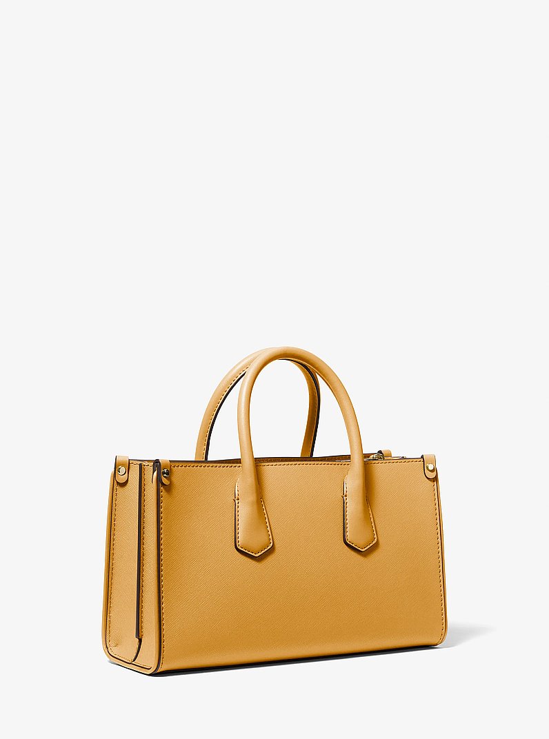 Borsa a tracolla convertibile Maple piccola in pelle Saffiano in CALENDULA | Michael Kors