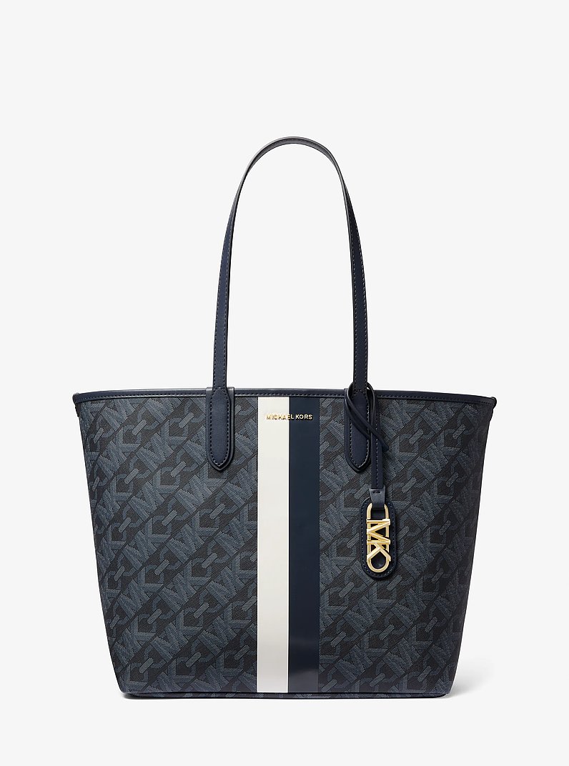 Bolso tote Eliza grande de rayas con logotipo exclusivo Empire in AZUL OSCURO/AZUL P&Aacute;LIDO | Michael Kors