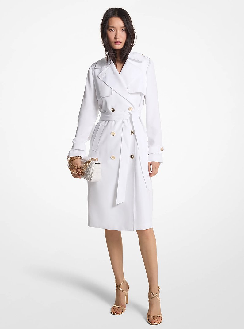 Draped Woven Trench Coat in WHITE | Michael Kors
