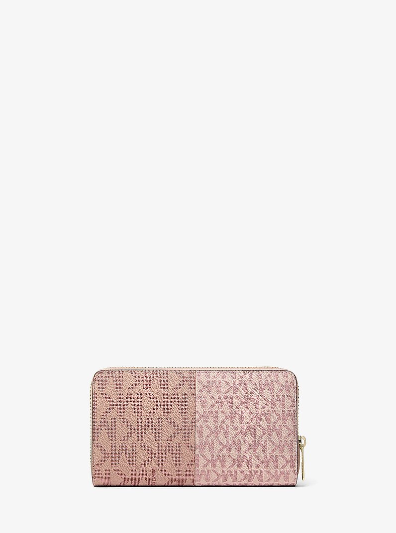 Jet Set Medium Two-Tone Signature Logo Wallet in SFTPNK MULTI | Michael Kors