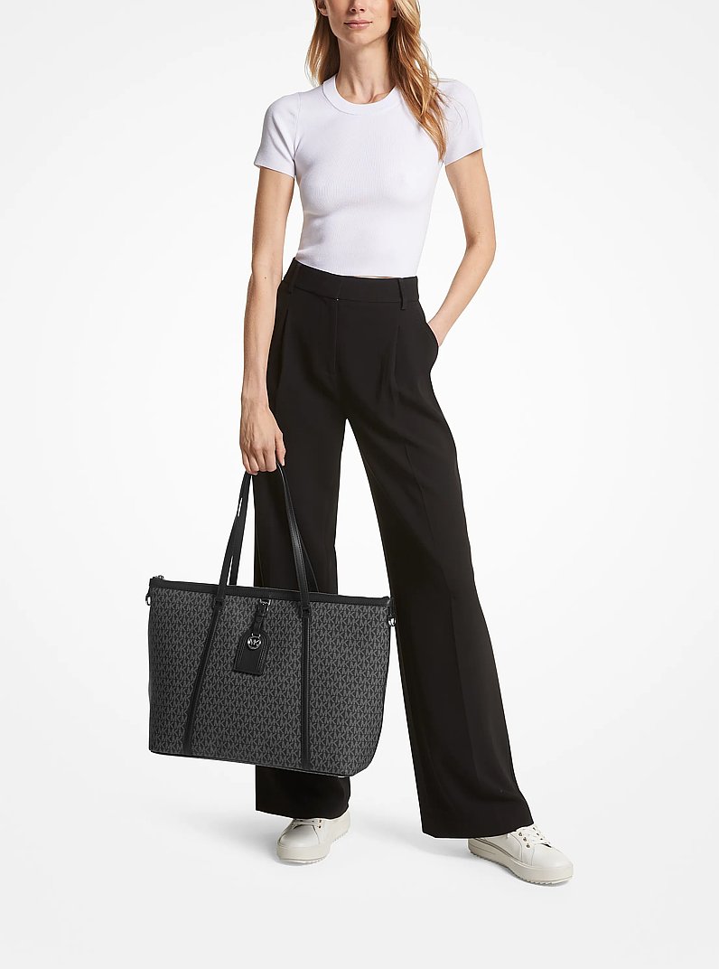 Grand sac fourre-tout Heritage &agrave; logo in NOIR/BLANC | Michael Kors