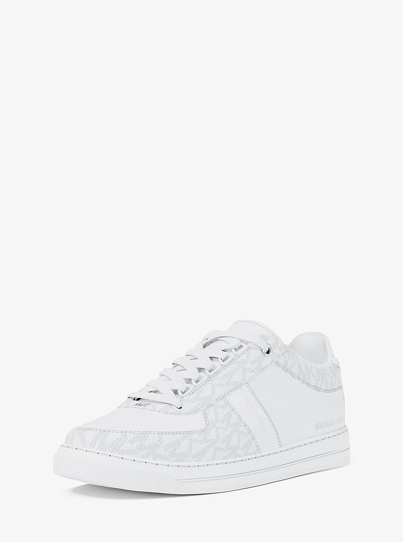 Brady Signature Logo and Leather Sneaker in BRIGHT WHT | Michael Kors