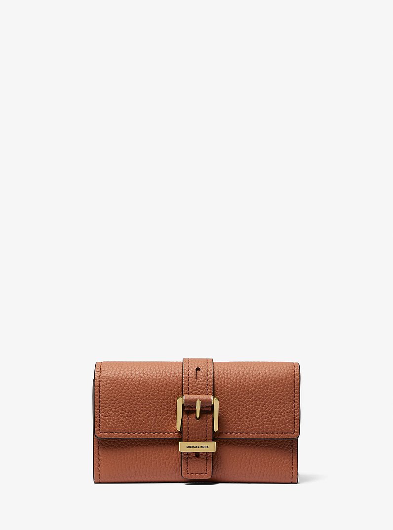 Nolita Medium Pebbled Leather Tri-Fold Wallet in LUGGAGE | Michael Kors