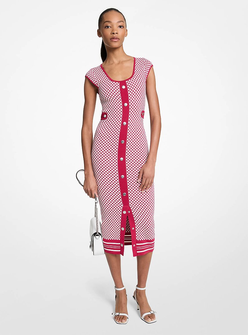 Tile Jacquard Midi Dress in DARKRASPBERRY - Sale | Michael Kors [US]