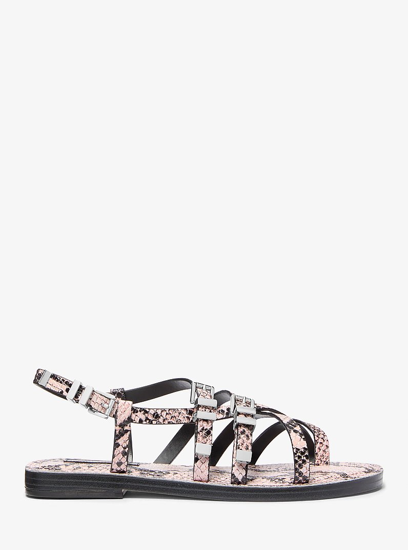 Darrington Snake Embossed Leather Sandal in SMOKEY ROSE | Michael Kors