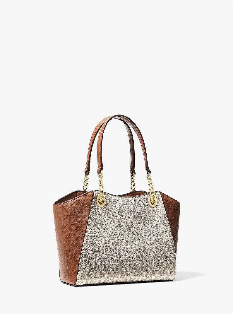 Jet Set Travel Small Signature Logo and Smooth Tote Bag  in VANILLA | Michael Kors