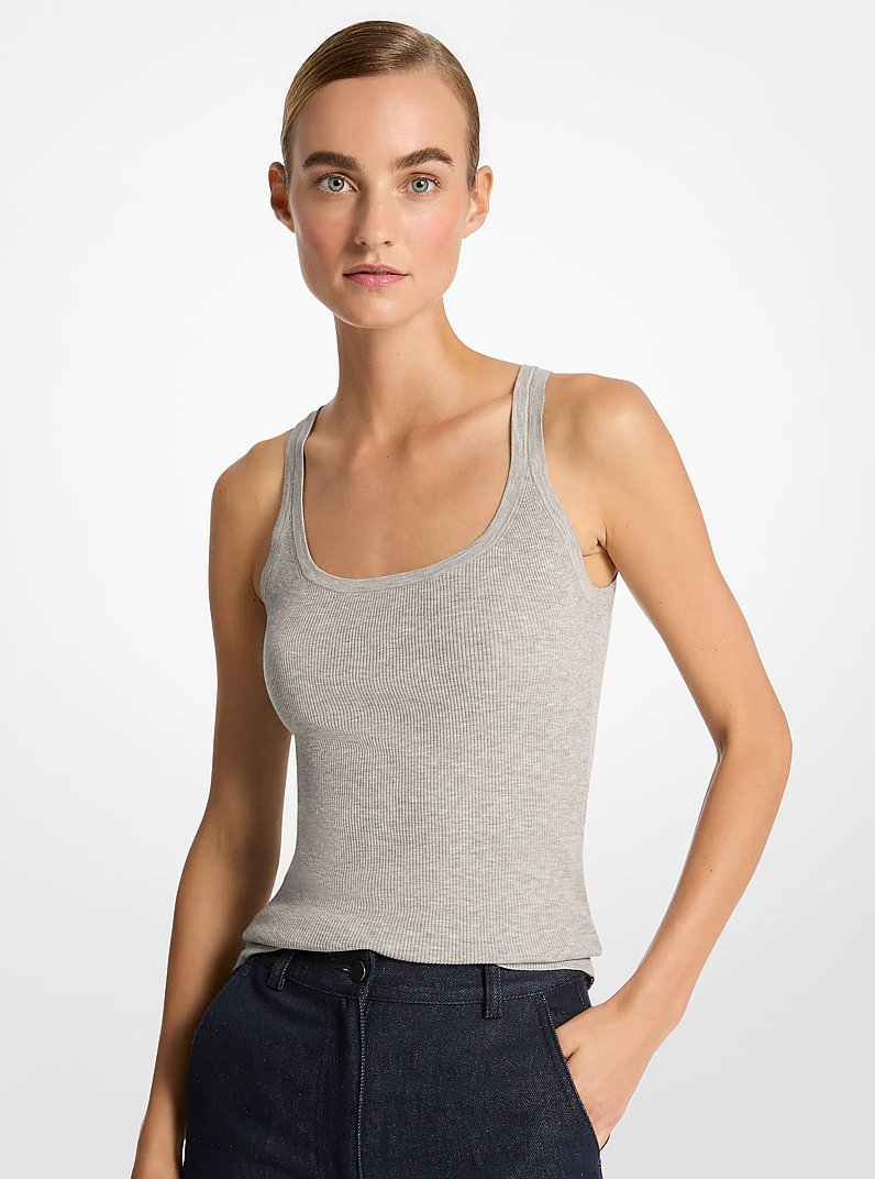 Tanktop aus gerippter Stretch-Viskose in PERLGRAU | Michael Kors
