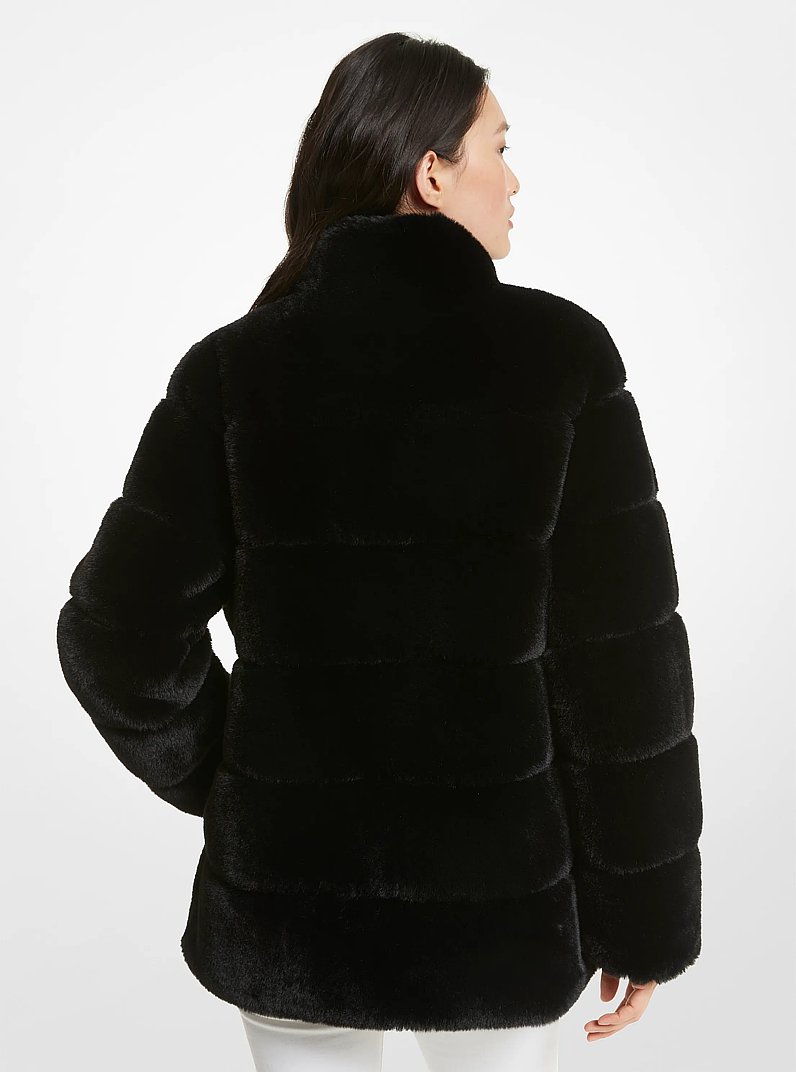 Quilted Faux Fur Coat in BLACK | Michael Kors